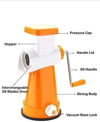 Rainborn 4 IN 1 THE MULTI-UTILITY ROTARY SLICER GRATER WITH 4 COLORFUL DRUM Vegetable Chopper