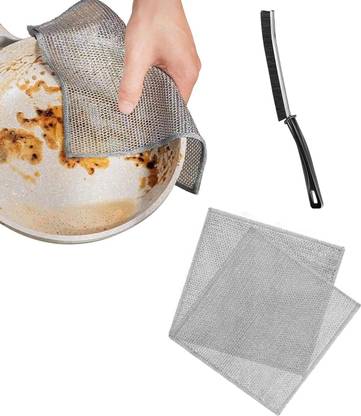 MAAUVTOR Multifunctional Non-Scratch Wire Dishcloth Dishwashing Rags Dish Towel Wet & Dry Stainless Steel Scrub