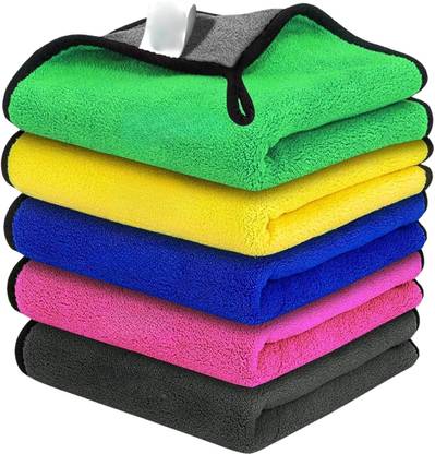romj Multicolor Car Cleaning Cloth Towel Pack of 5 Dry Microfiber Cleaning Cloth