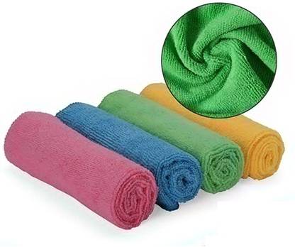 B S NATURAL 4 pc 40x40cms 350 GSM Free,for Kitchen,Car,Window Wet and Dry Microfiber Cleaning Cloth