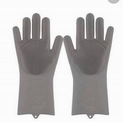 RBGIIT Magic Silicone Gloves Scrubbing Gloves for dishes, dishwashing gloves with scrubbers, dish gloves for kitchen, car wash, and pet care Wet and Dry Glove Set