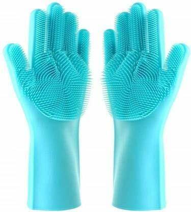 ERcial Store Magic Silicone Dish Washing Gloves, Silicon Hand Gloves for Kitchen Dishwashing Wet and Dry Glove Set