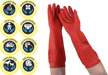RBGIIT Rubber Dishwashing Glove Kitchen Cleaning Gloves Get free Cleaning Cloth Reusable Household Medium Waterblock Gloves for Washing Dish, House, Bathroom, Gardening, Laundry, Pet Care,Garden Work,Indrustry Worker , Chemical Factory Wrokers , Water Plant Safe Skin,Paint Cleaning Safety Gloves For Men Women Girls Boys Universal Unisex All People Use Like Cleaning Safety Garden Typw Gloves rb7 Wet and Dry Disposable Glove