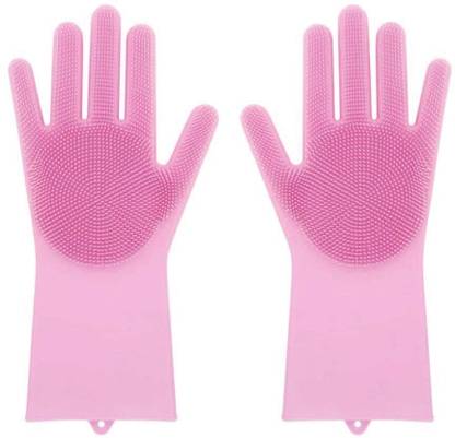 Techobucks Reusable Dishwashing Gloves, Scrubbing Gloves for Dishes, Wash Cleaning Gloves with Sponge Scrubbers for Kitchen, Bathroom and Car Wet and Dry Glove Set