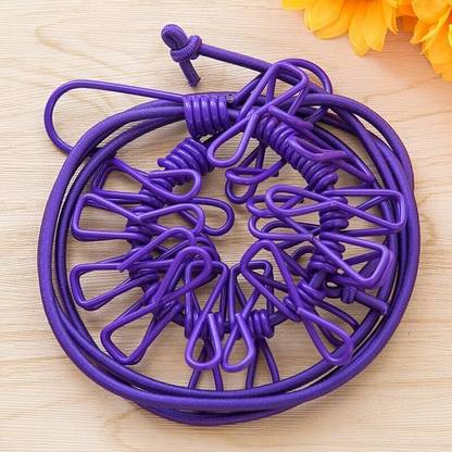 ActrovaX 12 Clips & 2 Hooks Portable Outdoor Clothesline Rope Nylon, Plastic, Stainless Steel Retractable Clothesline