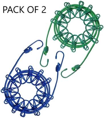 ambdded Pack of 2 Drying Rope with 12 Clips & 2 Hooks Travel Clothesline Rope Nylon Retractable Clothesline