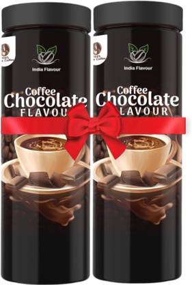 India Flavour Flavoured Instant Hot And Cold Chocolate Coffee Combo Pack for Relieving Stress Roast & Ground Coffee