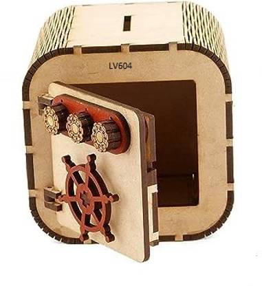 teezy Wooden Money Bank Piggy Bank Locker With Password System (Multicolor)01093 Coin Bank
