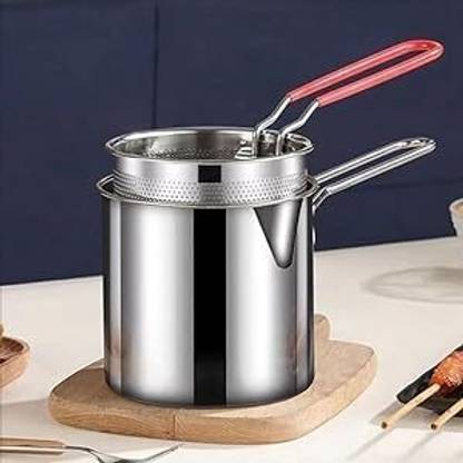kartavya DeepFryer Pot with basket, Stainless Steel Frying Pot,Deep Fryer Pot with Handle Deep Frying Basket