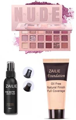 Zailie 18 color Best quality Eyeshadow With Foundation , Fixer