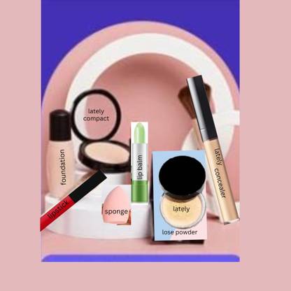 lately MINI MAKEUP KIT compact foundation concealer lipstick & puff