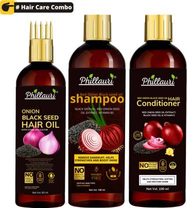 Phillauri Red Onion Black Seed Oil Hair Care Kit (Shampoo + Hair Conditioner + Hair Oil)