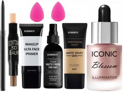 SHEFFO Kajal,Beauty Blender,Primer,Fixer,Foundation,Highlighter,Contour Stick, Blossom