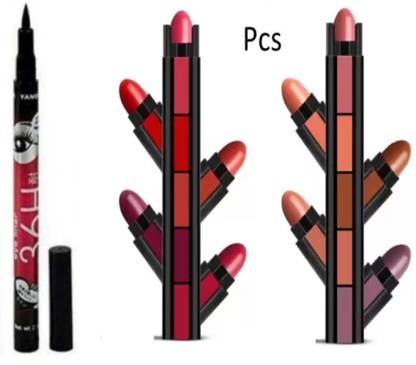 TUMR 36H BLACK EYELINER WITH PACK OF TWO LIPSTICK RED OR NUDE SHADE