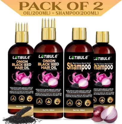 Latibule Onion Hair Oil Shampoo with Black Seed for Great Shine, Strength & Growth