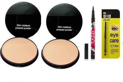 POMORA 4Pc Professional Makeup Combo Kit With Kajal, 36H Liquid Eyeliner, 2pc Compact