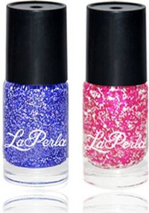 La Perla Pink & Blue Sparkle Nail Paint By Viveka