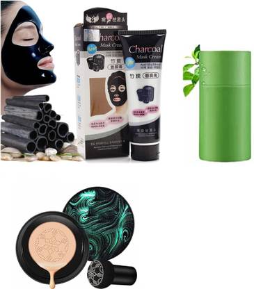 marchid Charcoal face mask,sunisha foundation make up and green stick mask for women