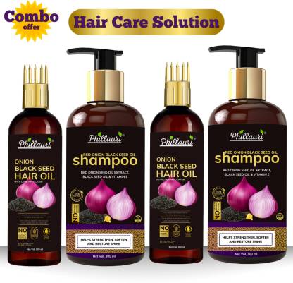 Phillauri Onion Shampoo and Hair oil with Vitamin E, Natural Extracts & Herbs