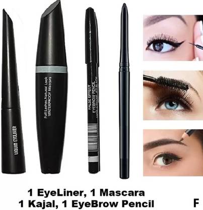 huemic Insta EyeLiner + Hypercurl Mascara + Colossal Kajal + Eyebrow Pencil DF