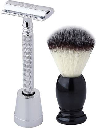 Pearl Shaving PSR Double Edge Safety Razor (SS-01CC With stand And Shaving Brush 11 SY)