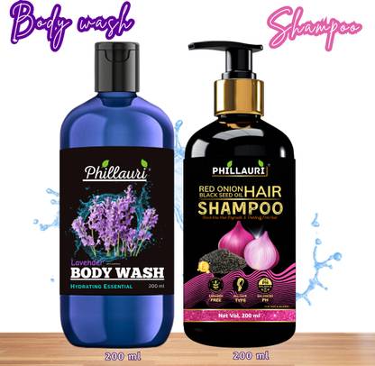 Phillauri Fresh Pure Lavender Body Wash With Onion Shampoo for Hair Growth and Hair Fall Control
