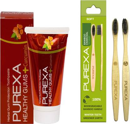 PUREXA One Healthy Gums Toothpaste Two Toothbrush