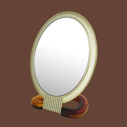 Scarlet Line Professional Series Oval Shape Medium Size Double Sided Magnifying Makeup Mirror with Handle Stand For Men and Women, 21 x 12.5 x 1 cm
