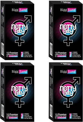 NottyBoy 4 in One Discreet Pack - Ribs, Dots, Delay & Contour Condom