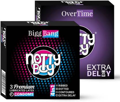 NottyBoy Over Time Extra Delay 4in1 Ribbed Dotted Contour Fit Condom