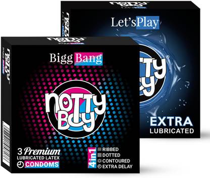 NottyBoy 4in1 Ribs Dots Thin Extra Dealy Lubricated Fit (3sx2) Condom