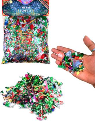 Tiptop Decoration Premium Shiny Multicolour Metallic Paper Confetti Pieces Filler Shreds 100 Grams