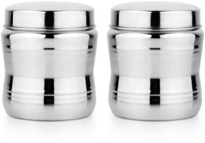 chakmak Pack of 2 Steel Tea Coffee & Sugar Container  - 500 ml Silver