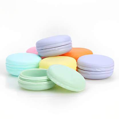M.C. PIPWALA 10g Cute Macaron Cookie Shape Plastic Refillable Empty Lip Balm Containers 6pcs Cosmetic Container Vanity Box