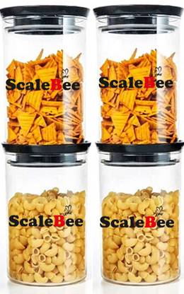 Pack of 4 Plastic Grocery Container  - 900 ml SCALEBEE Black