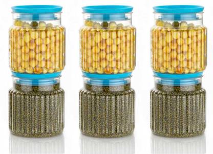 Pack of 6 Plastic Grocery Container  - 1250 ml FEEDNIX Blue