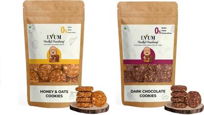 Evum Handmade Cookies Combo (Honey-Oats & Dark Chocolate) (140 gm each) Cookies Biscuit
