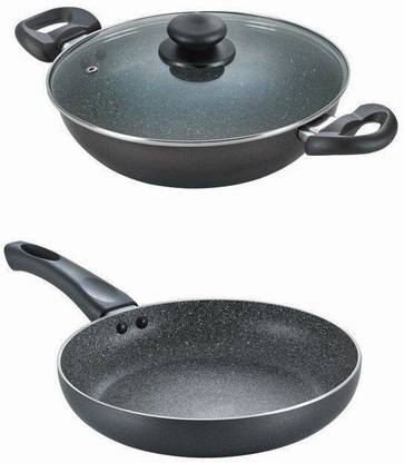 Prestige Omega Deluxe Granite Pack of 2-Pieces Induction Bottom Non-Stick Coated Cookware Set