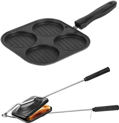 Flipkart SmartBuy 1 Uttpam Multi Snack Pancake Pan & Regular Design Gas Toaster Non-Stick Coated Cookware Set