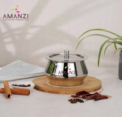 Amanzi 380 Ml Cooking & Serving Utensils Curd Pot,Biryani, Rice,Dahi Handi with Lid Cookware Set