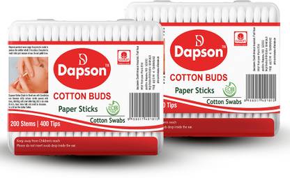 DAPSON Cotton Buds – 200 Stems | 400 Tips | Eco-Friendly Paper Stick Cotton Swabs