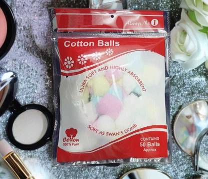 Glamezone 100% Cotton Balls |Chemical Free & Organic | 50 pcs