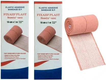 FIXAID Elastic Adhesive Bandage B.P. 10cm*1m (Stretched) |Pack of - 2 Crepe Bandage