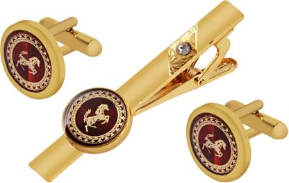 Ruhi Brass Cufflink & Tie Pin Set