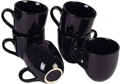 love unlimited black small Tea Cups Set of 6 | Coffees for Home Office Bone China Coffee Mug