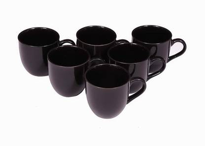 love unlimited All black marble matte finish 130 ml cup set of 6 Ceramic Coffee Mug