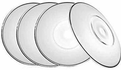 PINJAS Pack of 6 Glass Glass saucer glass plate for multifuctional kitchen use (Clear)