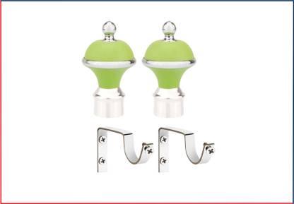 ZELOXA Green Curtain Knobs, Curtain Hooks, Curtain Rods, Rod Rail Bracket Metal