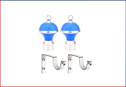 ZELOXA Blue Curtain Knobs, Curtain Hooks, Curtain Rods, Rod Rail Bracket Metal