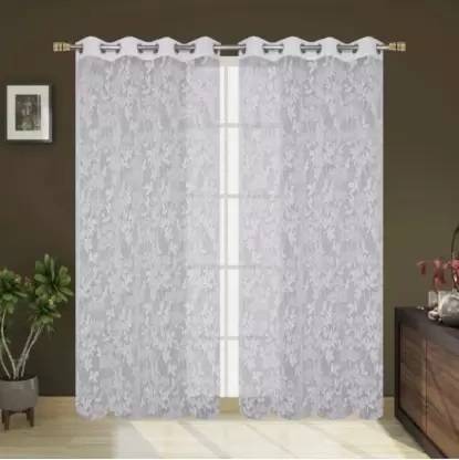Flipkart SmartBuy 153 cm (5 ft) Net, Polyester Semi Transparent Window Curtain (Pack Of 2)
